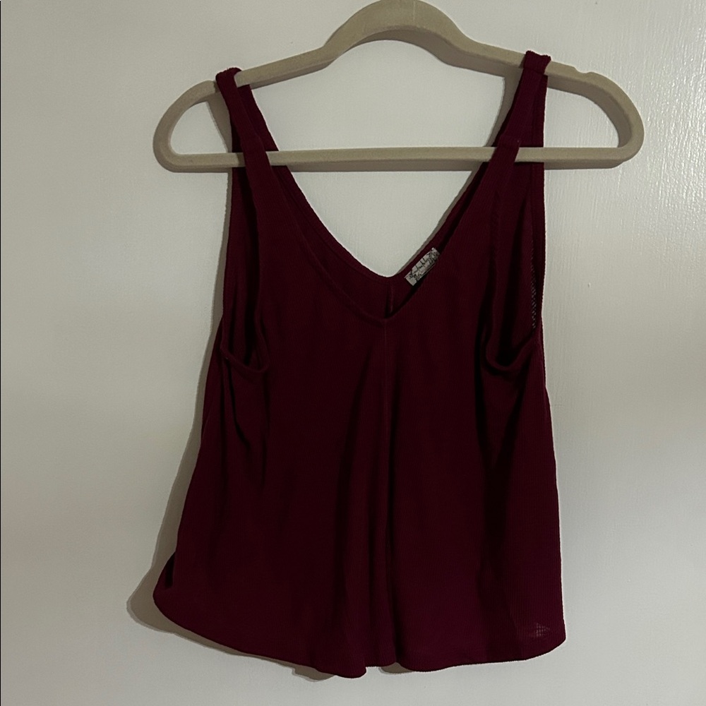 Free People Wine V-Neck Sleeveless Camisole